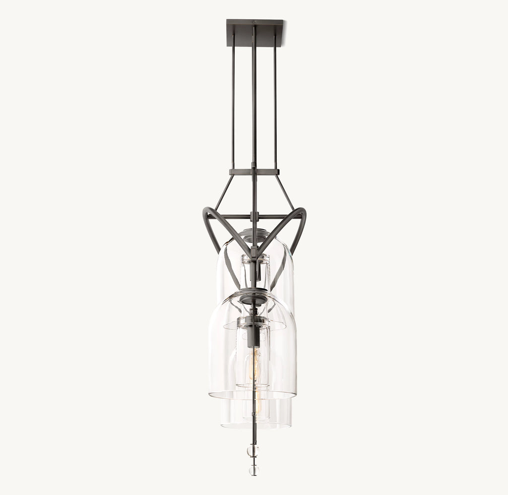 48 Inch Bell Glass Linear Chandelier - Fulcrum