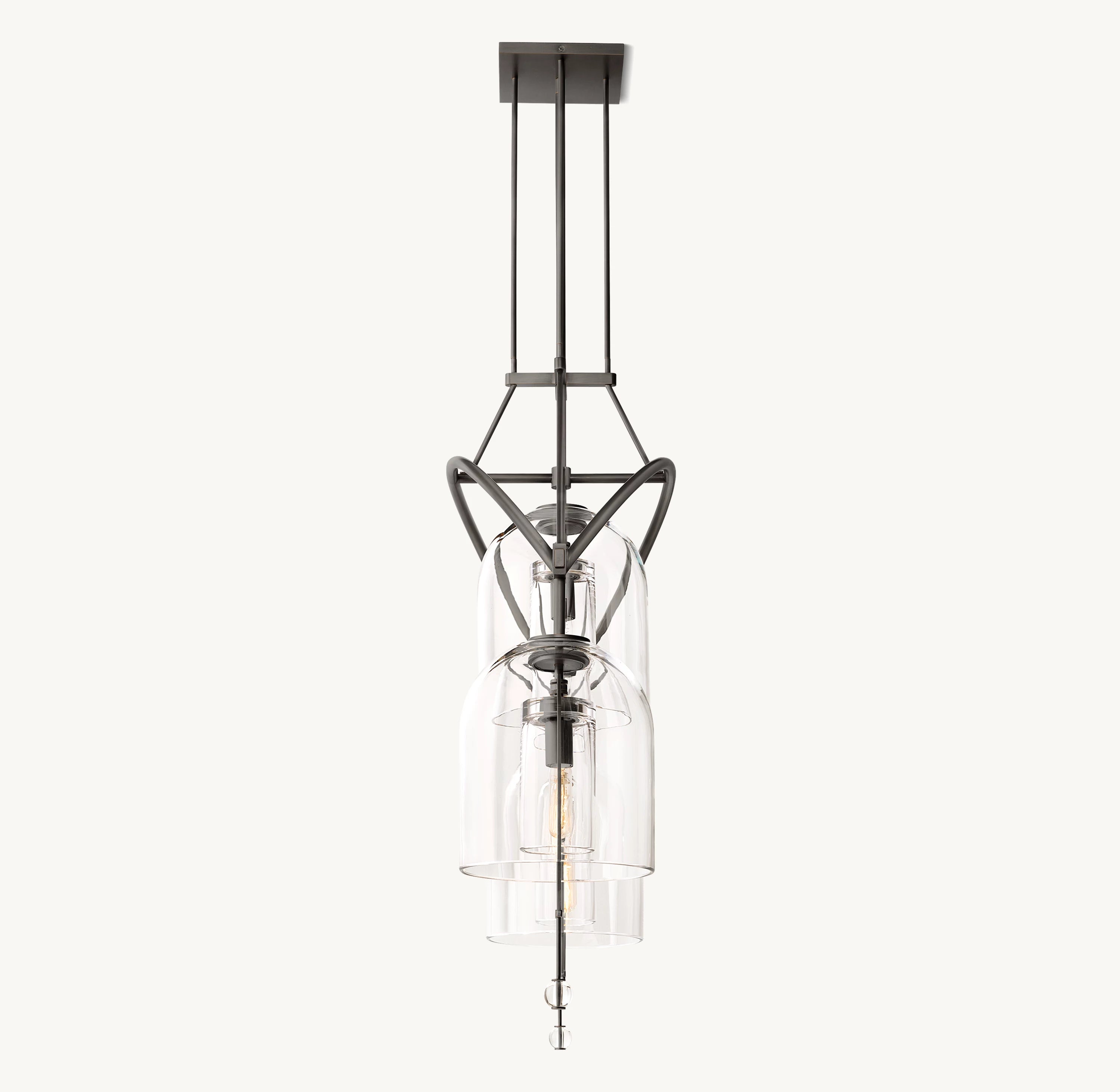 48 Inch Bell Glass Linear Chandelier - Fulcrum