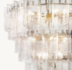 46 Inch Clear Hammered Glass Tiered Chandelier - Lattice