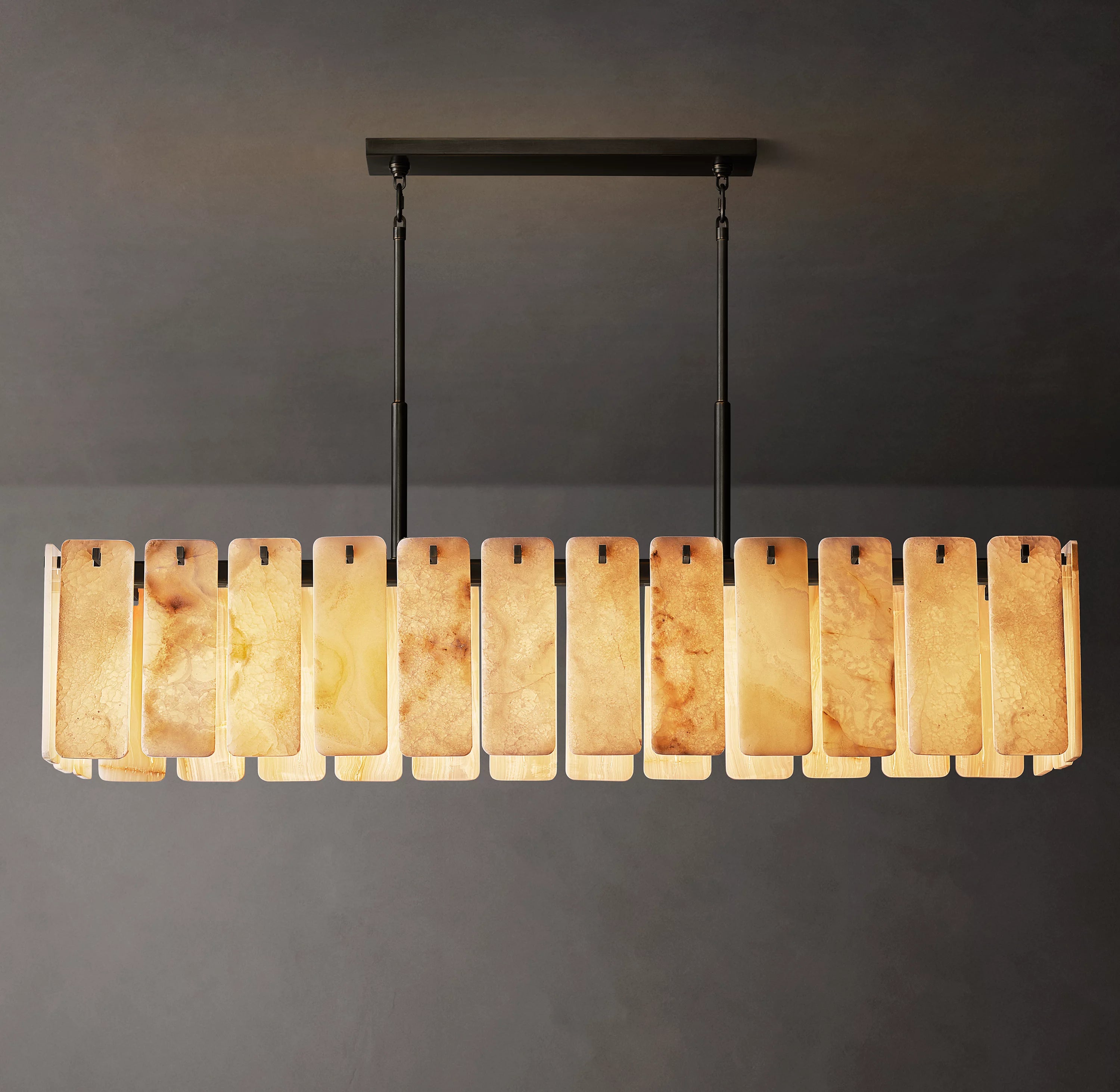 72 Inch Alabaster Rectangular Chandelier - Calamette