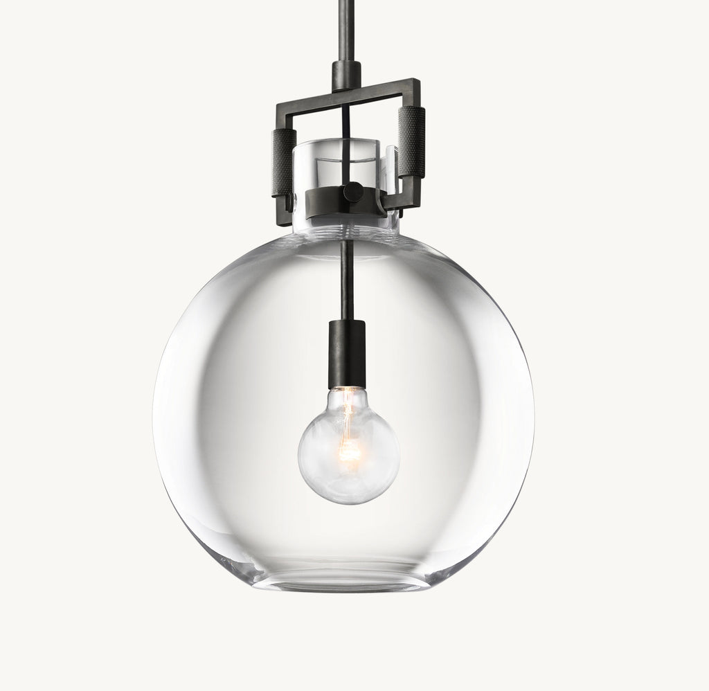 18 Inch Clear Glass Globe Pendant Light - Machinist
