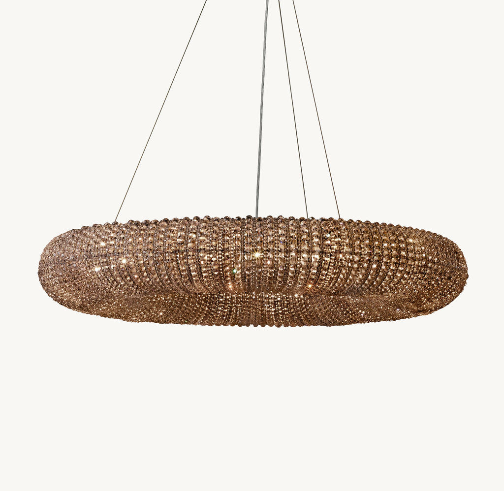 32 Inch Smoked Crystal Bead Round Chandelier - Halo