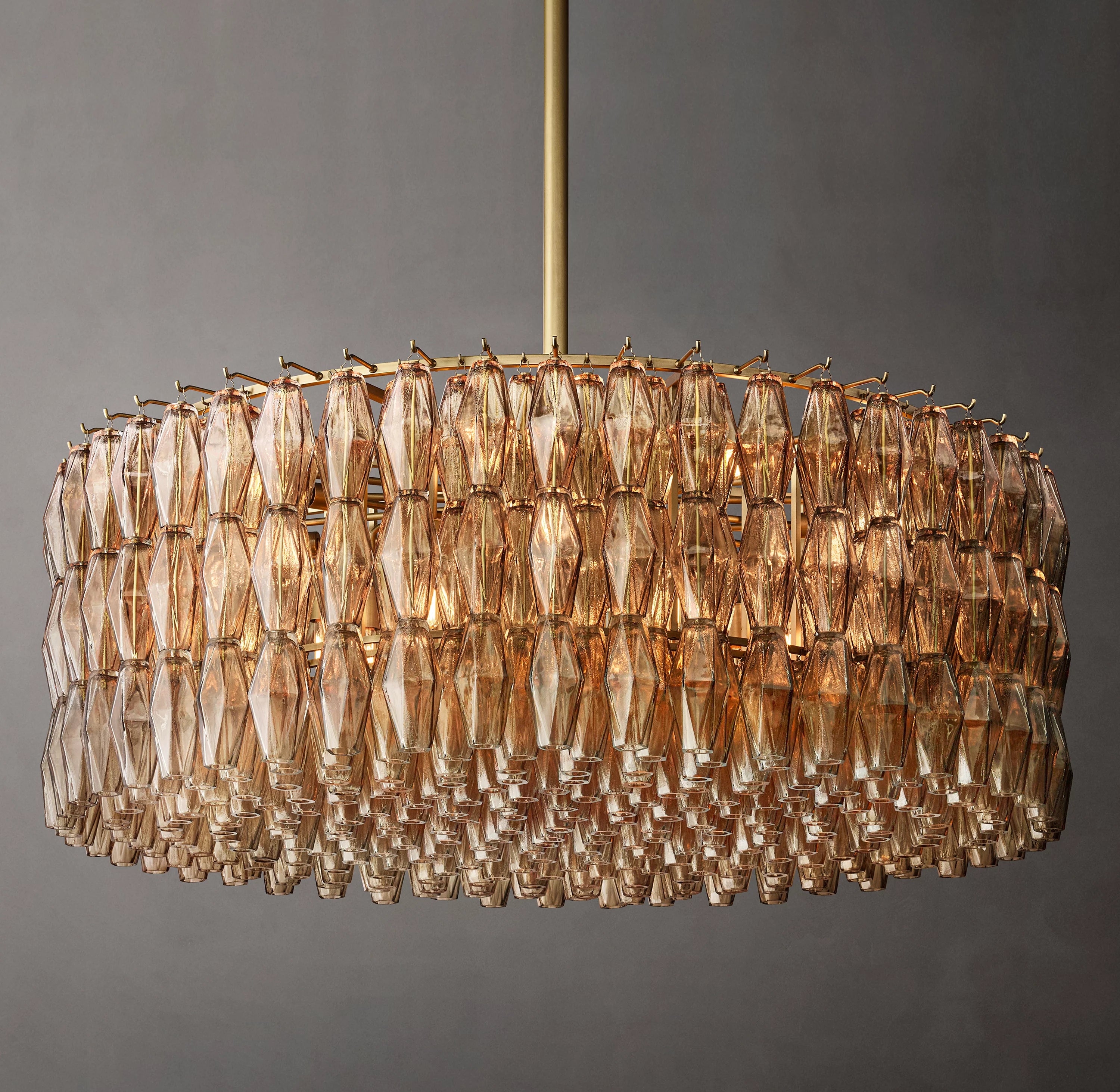 46 Inch Smoked Murano Glass Round Chandelier - Chiara