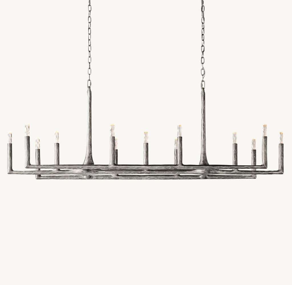 72 Inch Forged Candlestick Linear Chandelier - Thaddeus