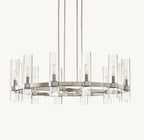 36 Inch Cylindrical Glass Candle Round Chandelier - Ravelle