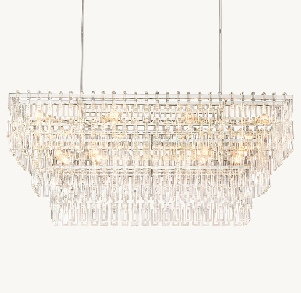 62 Inch Chain Crystal Tiered Rectangular Chandelier - Marignan