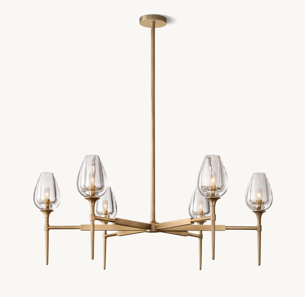 42 Inch Torchiere Crystal Arm Chandelier - Tulip