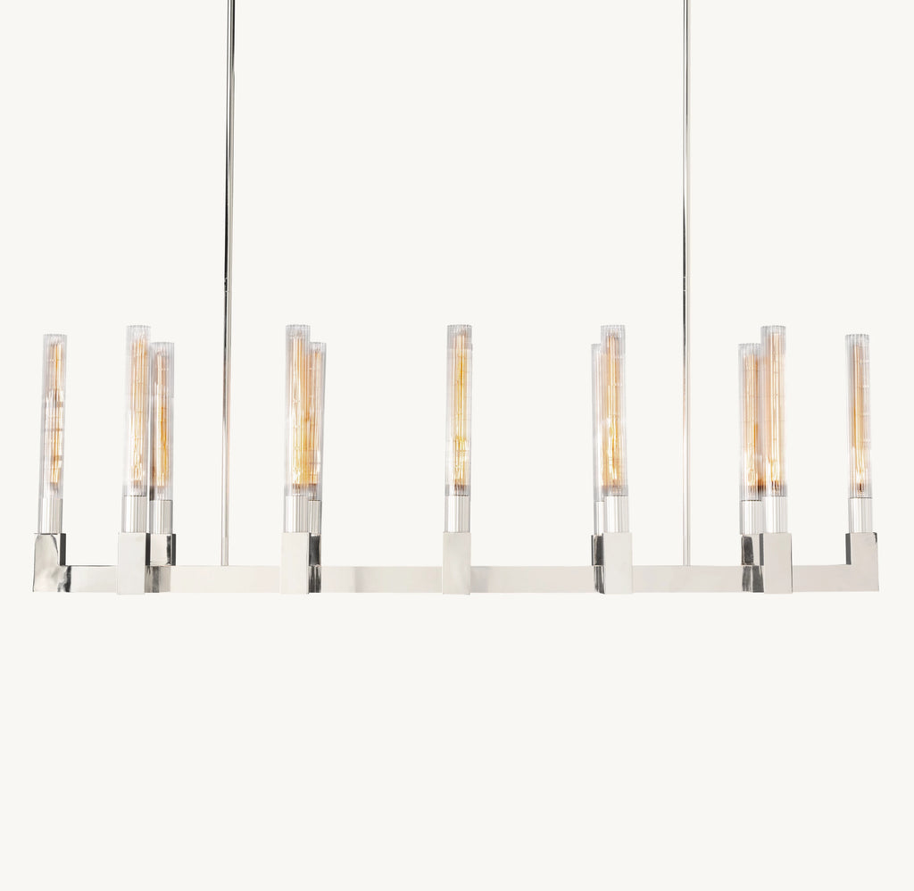 55 Inch Fluted-Glass Candlestick Linear Chandelier - Cannele