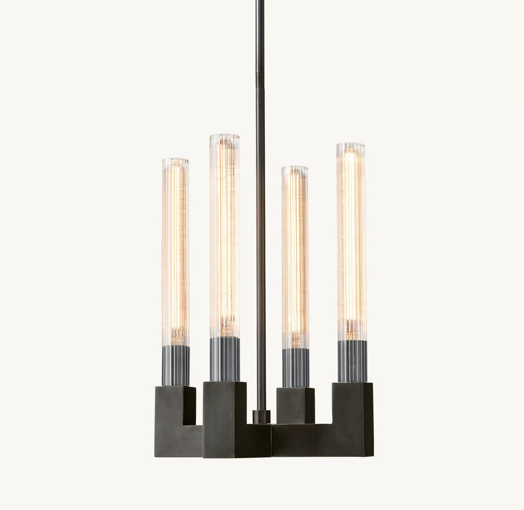 Fluted-Glass Candlestick Pendant Light - Cannele