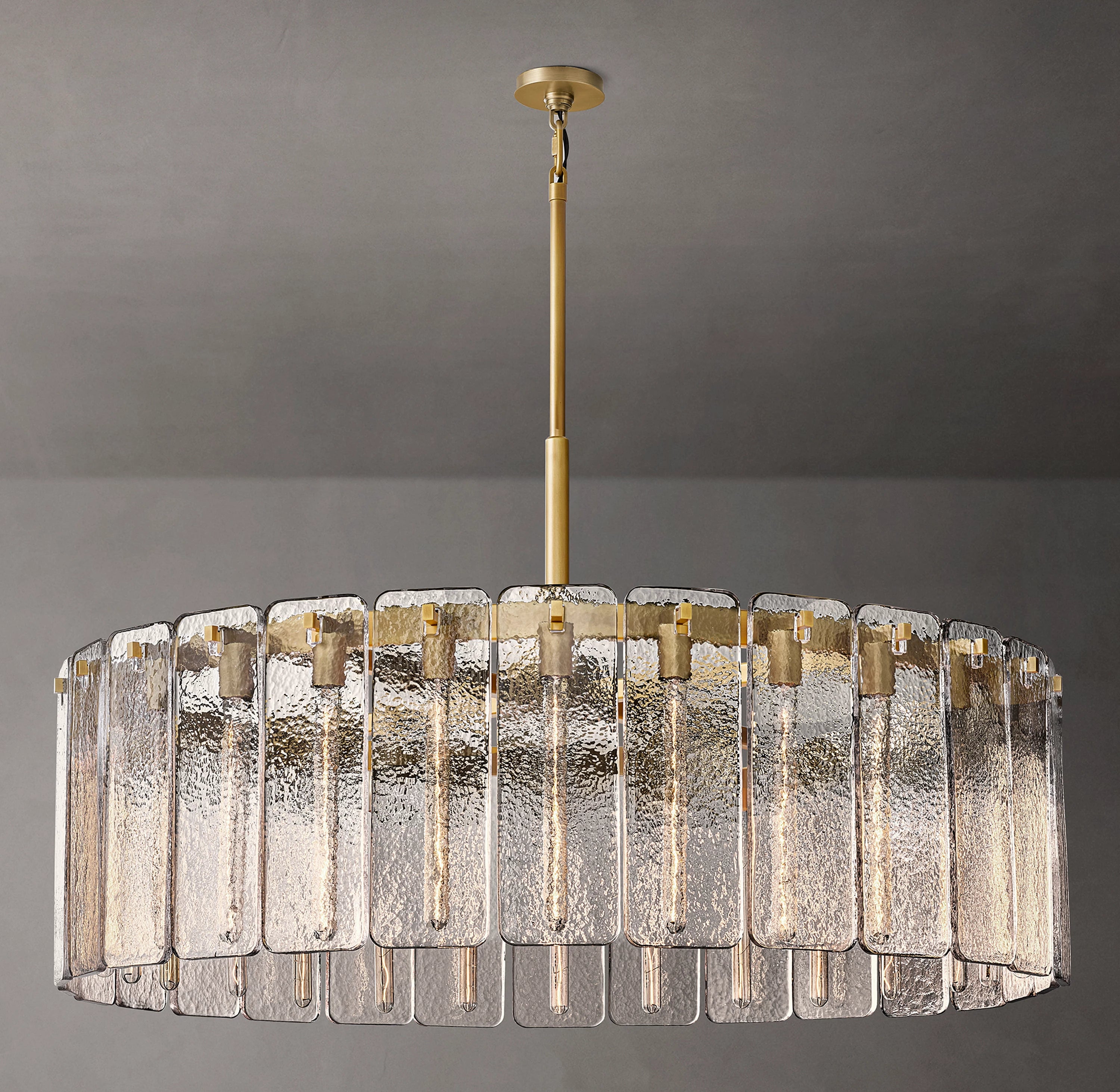 48 Inch Textured Glass Round Chandelier - Calamette