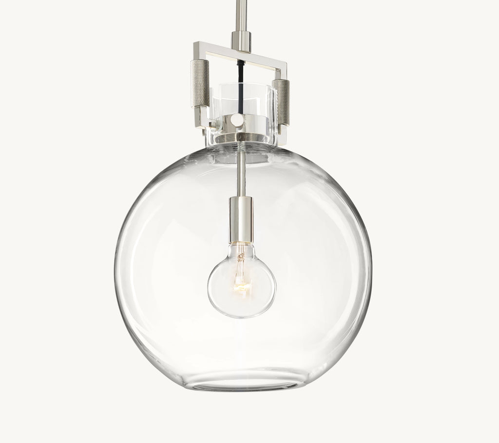 18 Inch Clear Glass Globe Pendant Light - Machinist