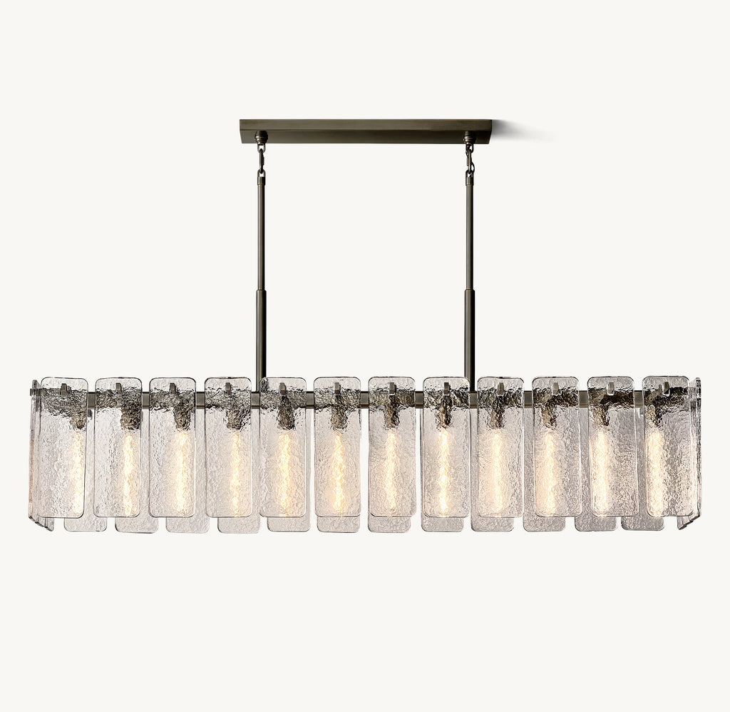 72 Inch Textured Glass Rectangular Chandelier - Calamette
