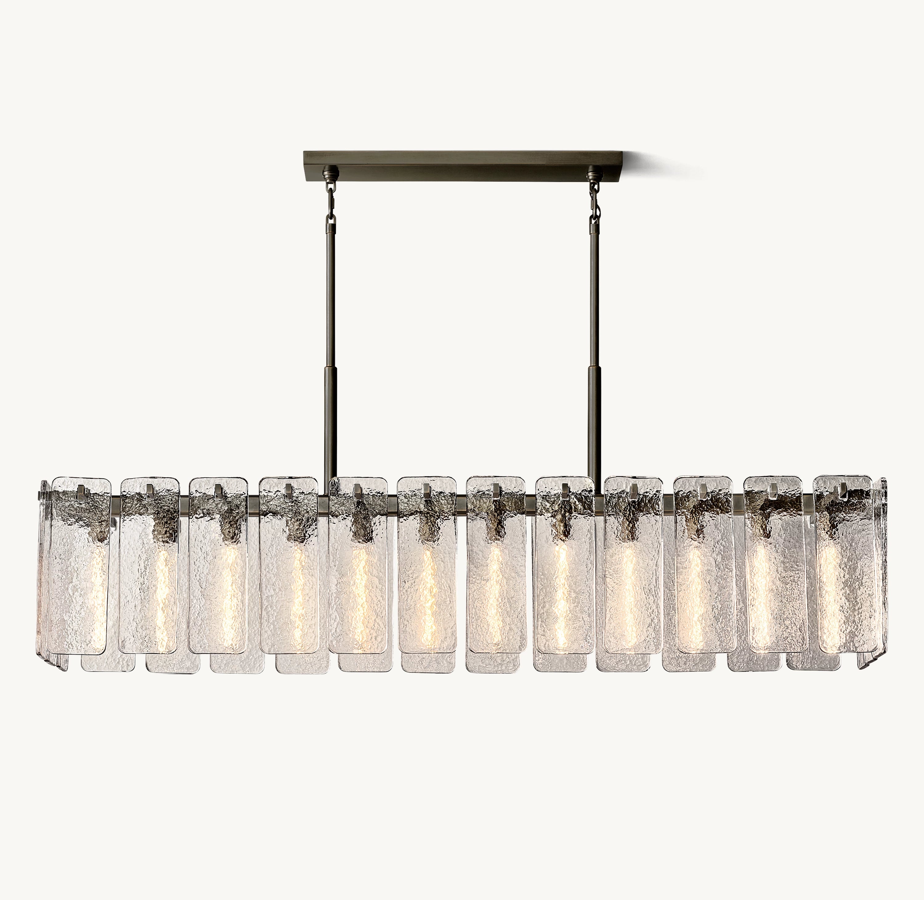 72 Inch Textured Glass Rectangular Chandelier - Calamette