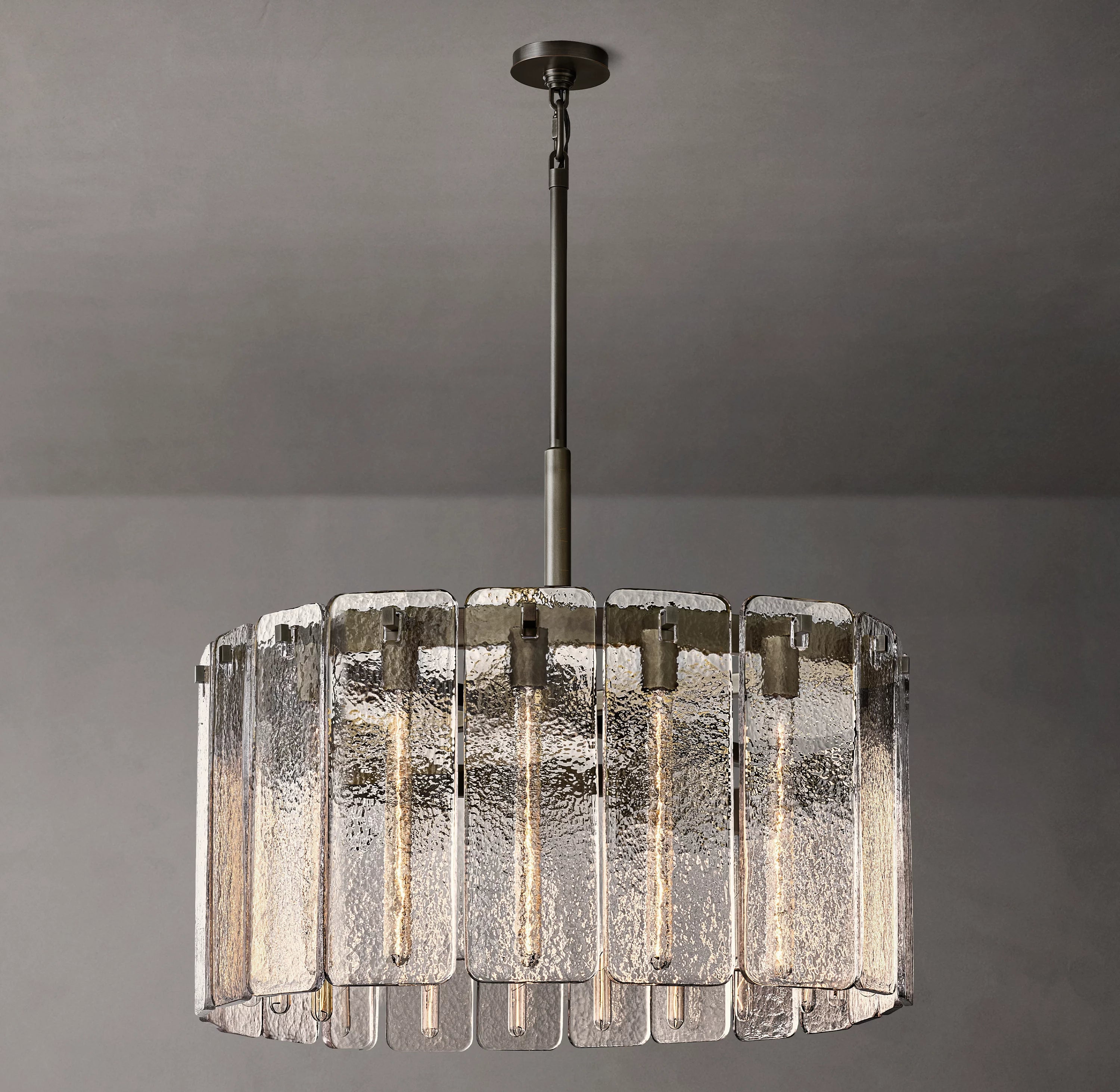 36 Inch Textured Glass Round Chandelier - Calamette