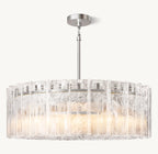 48 Inch Clear Hammered Glass Round Chandelier - Lattice