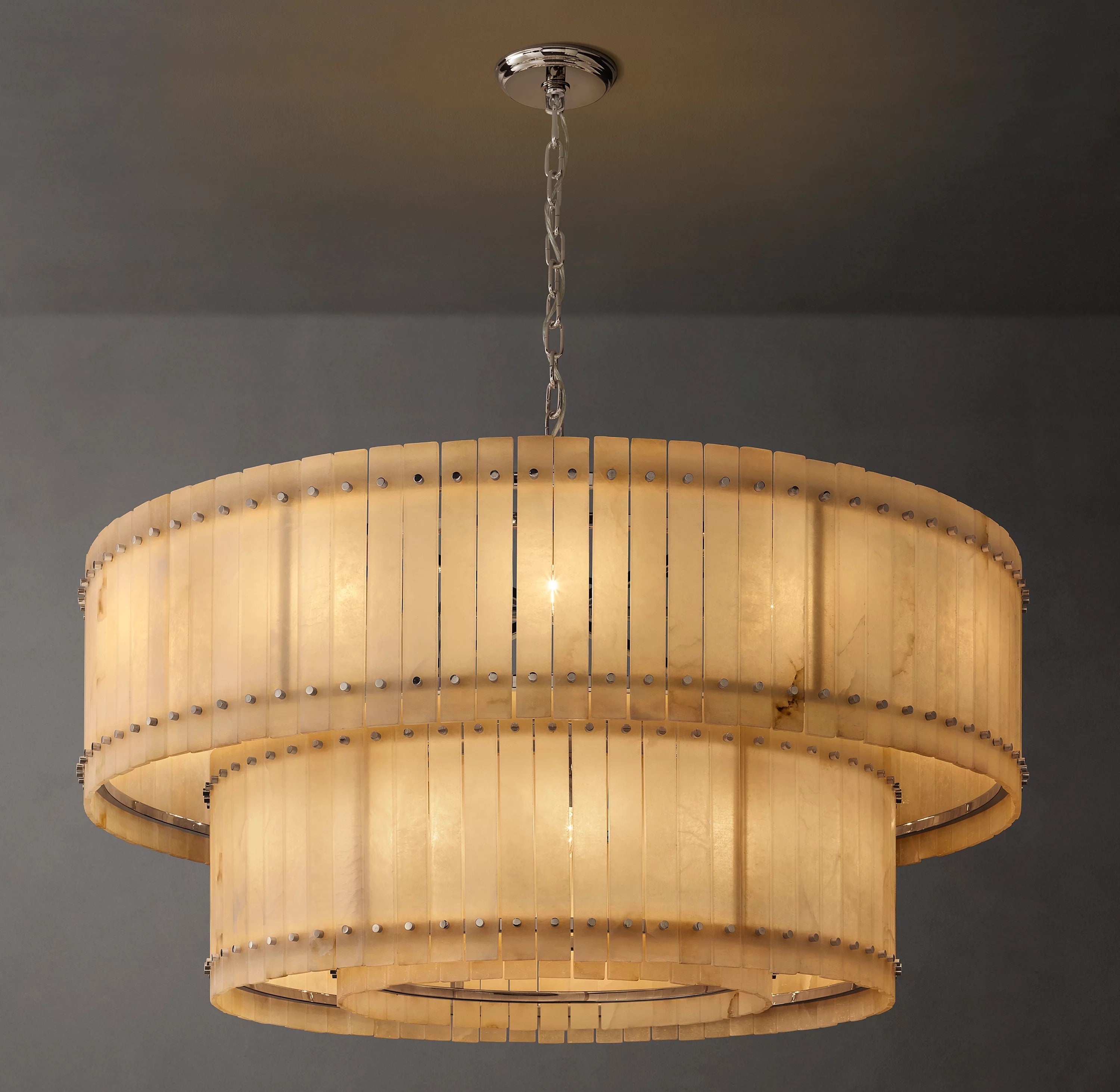 60 Inch Alabaster Two-Tier Chandelier - San Marco