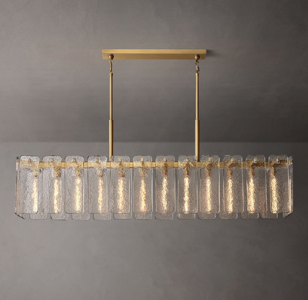 72 Inch Textured Glass Rectangular Chandelier - Calamette