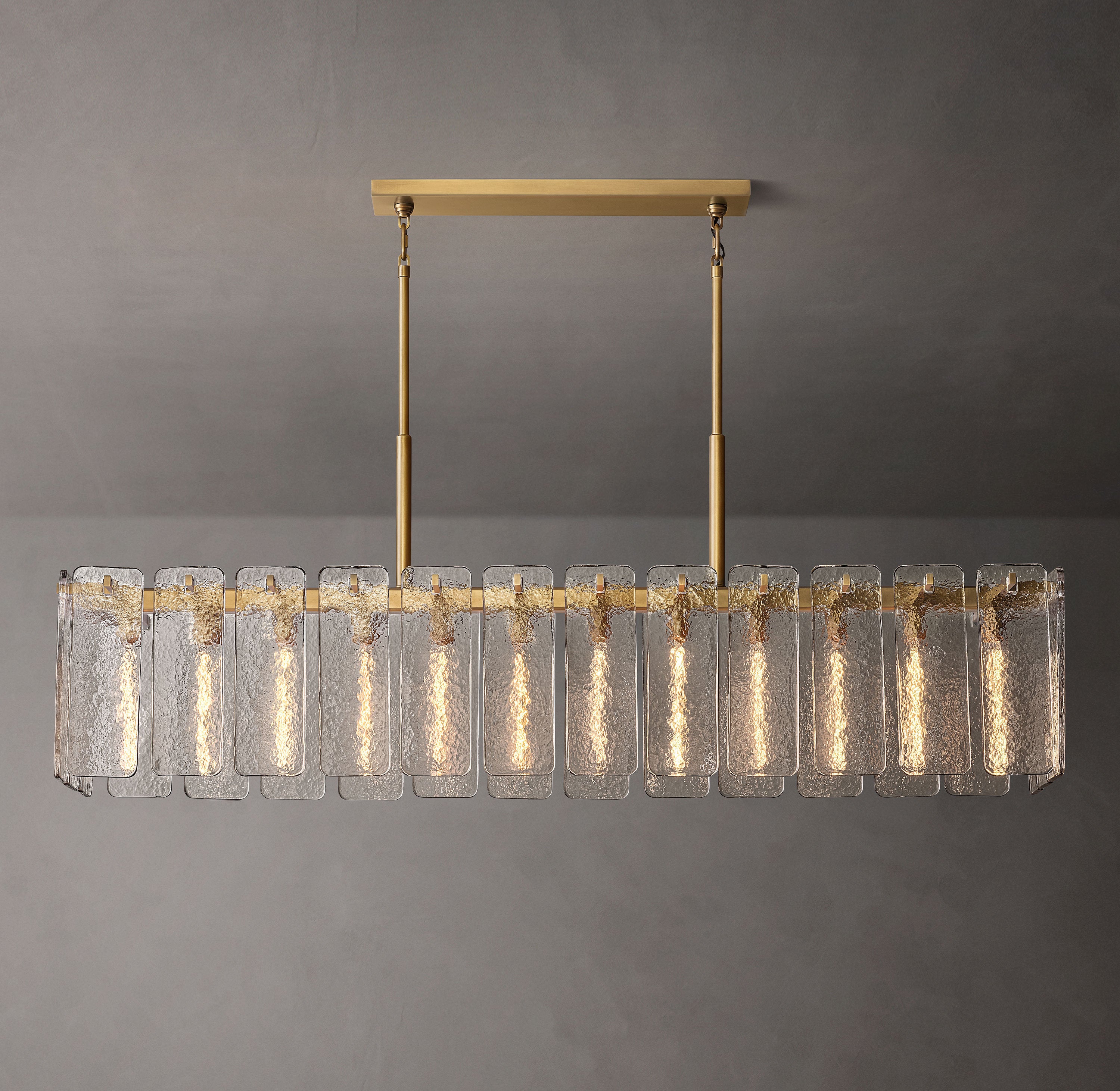 72 Inch Textured Glass Rectangular Chandelier - Calamette
