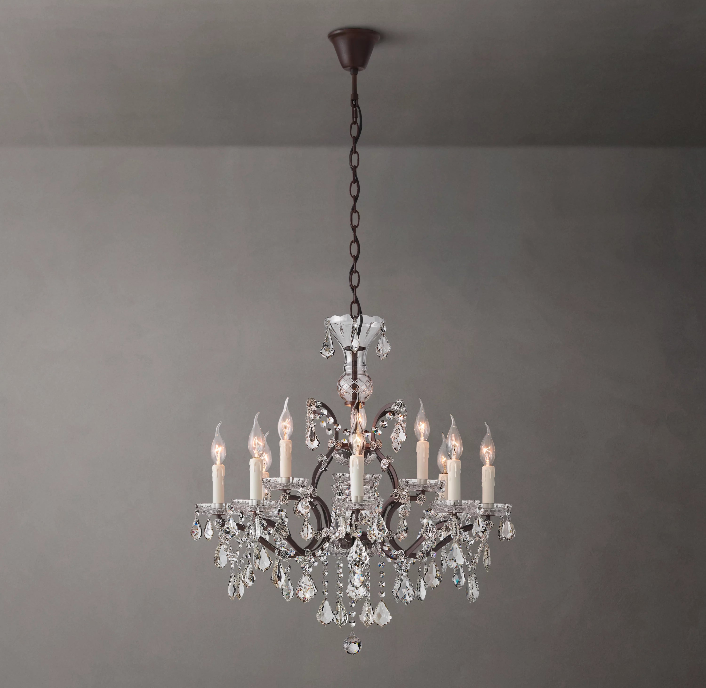 28 Inch Candelabra Crystal Chandelier - Rococo