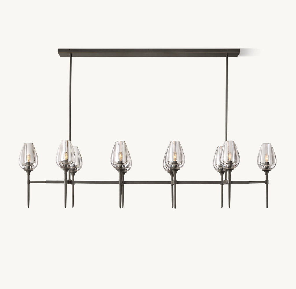 65 Inch Torchiere Crystal Linear Chandelier - Tulip