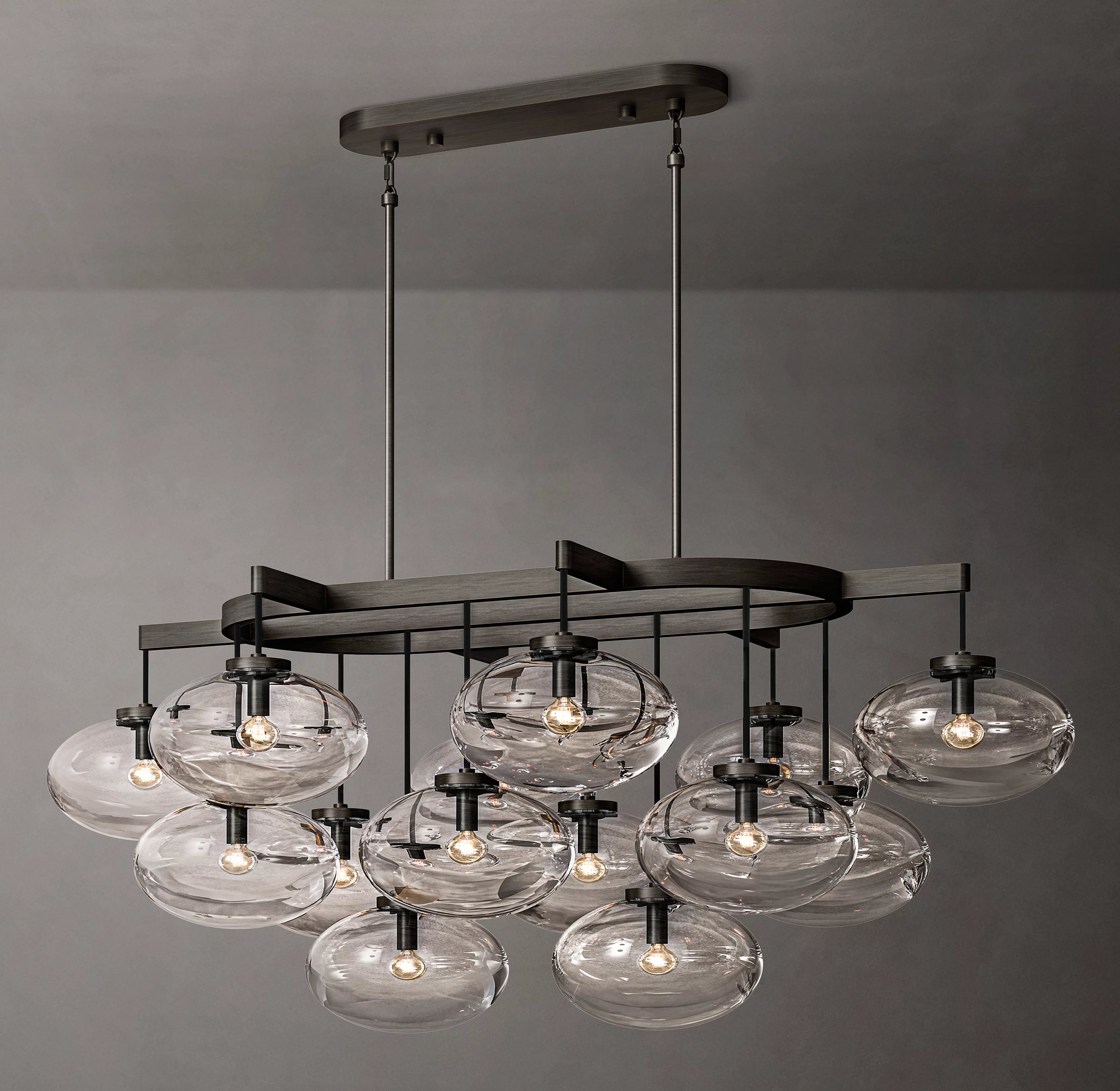 54 Inch Glass Bubble Oval Chandelier - Cabrette