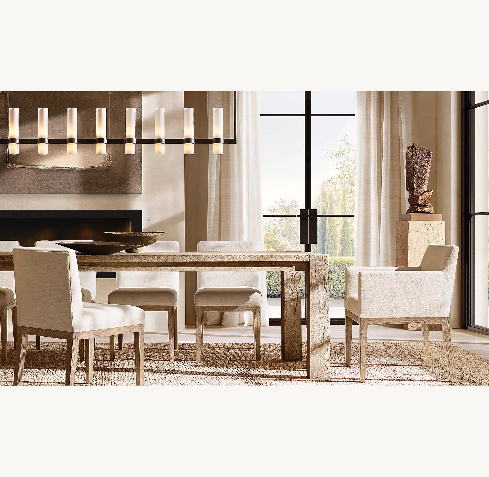 69 Inch Cylindrical Milk Glass Linear Chandelier - Ravelle