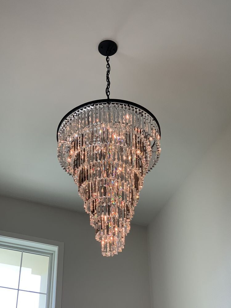 48 Inch Crystal Prism Cascading Chandelier - Helix