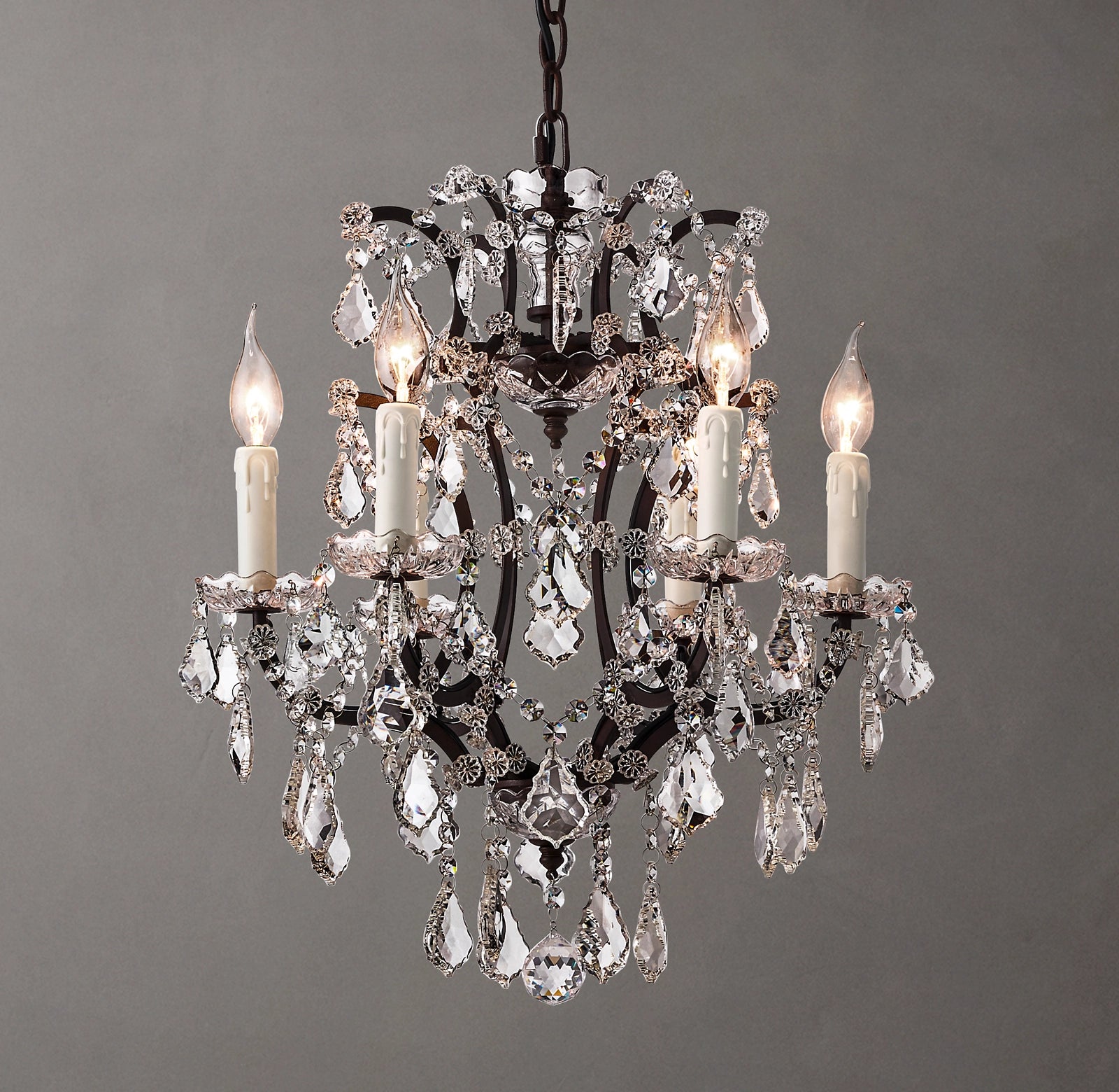 18 Inch Candelabra Crystal Chandelier - Rococo
