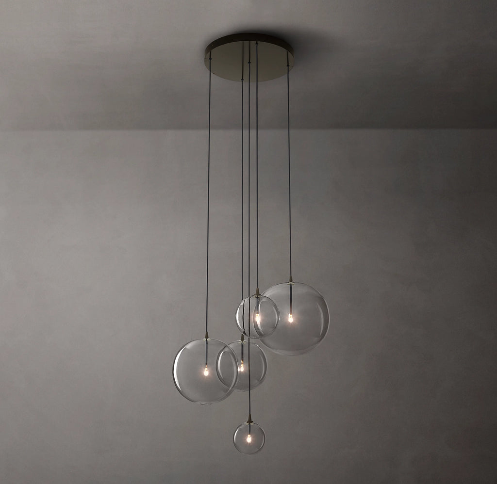 28 Inch Blown Glass Globe Cluster Chandelier - Mobile