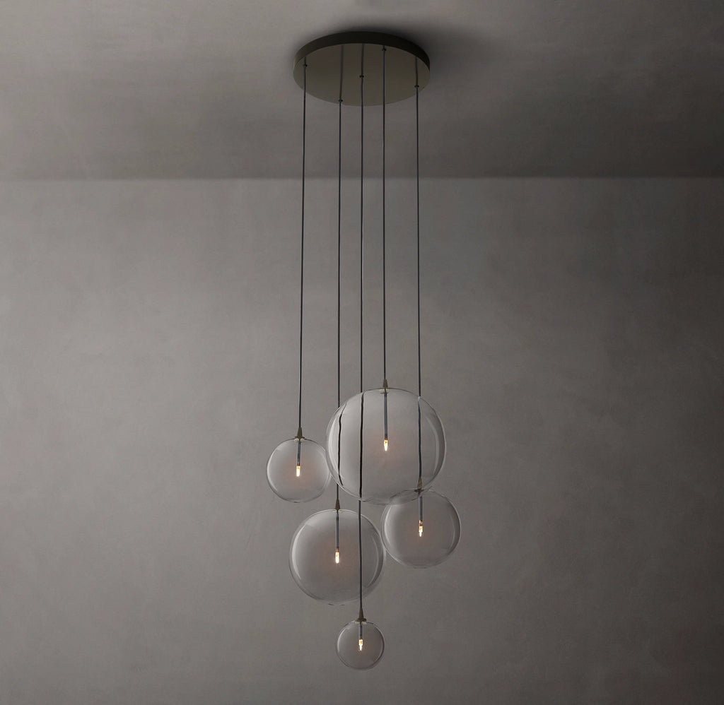 28 Inch Blown Glass Globe Cluster Chandelier - Mobile