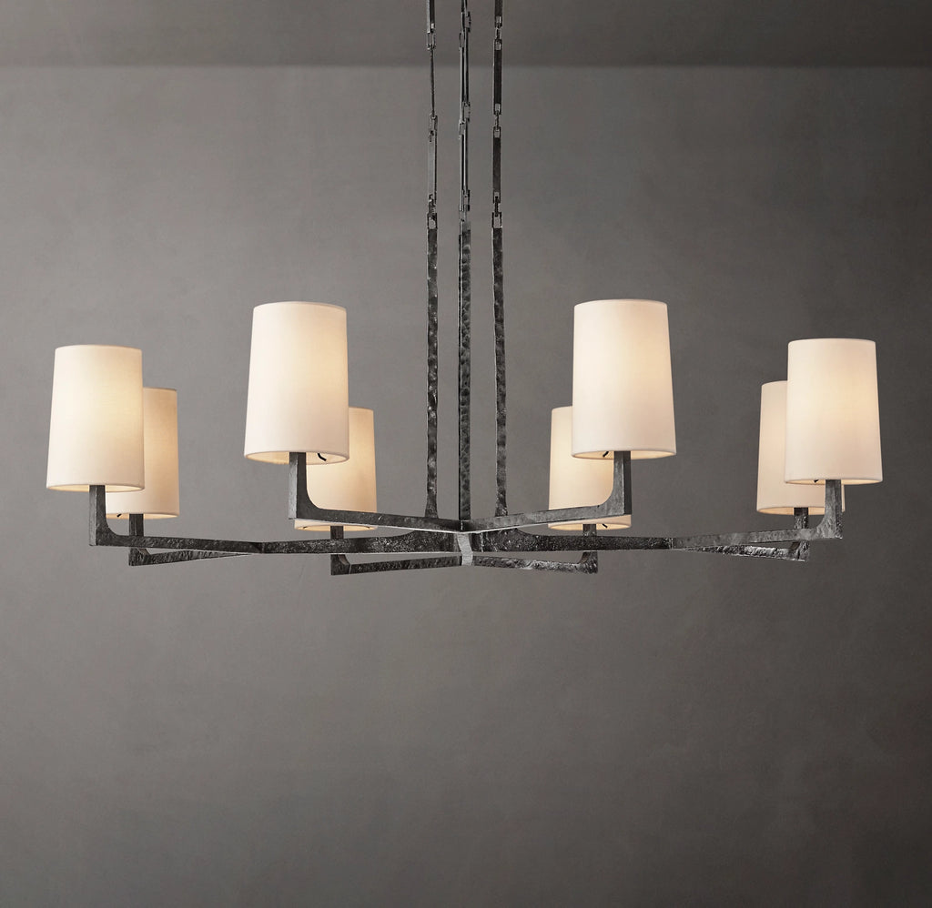 48 Inch Hammered Metal Arm Shaded Chandelier – Wright
