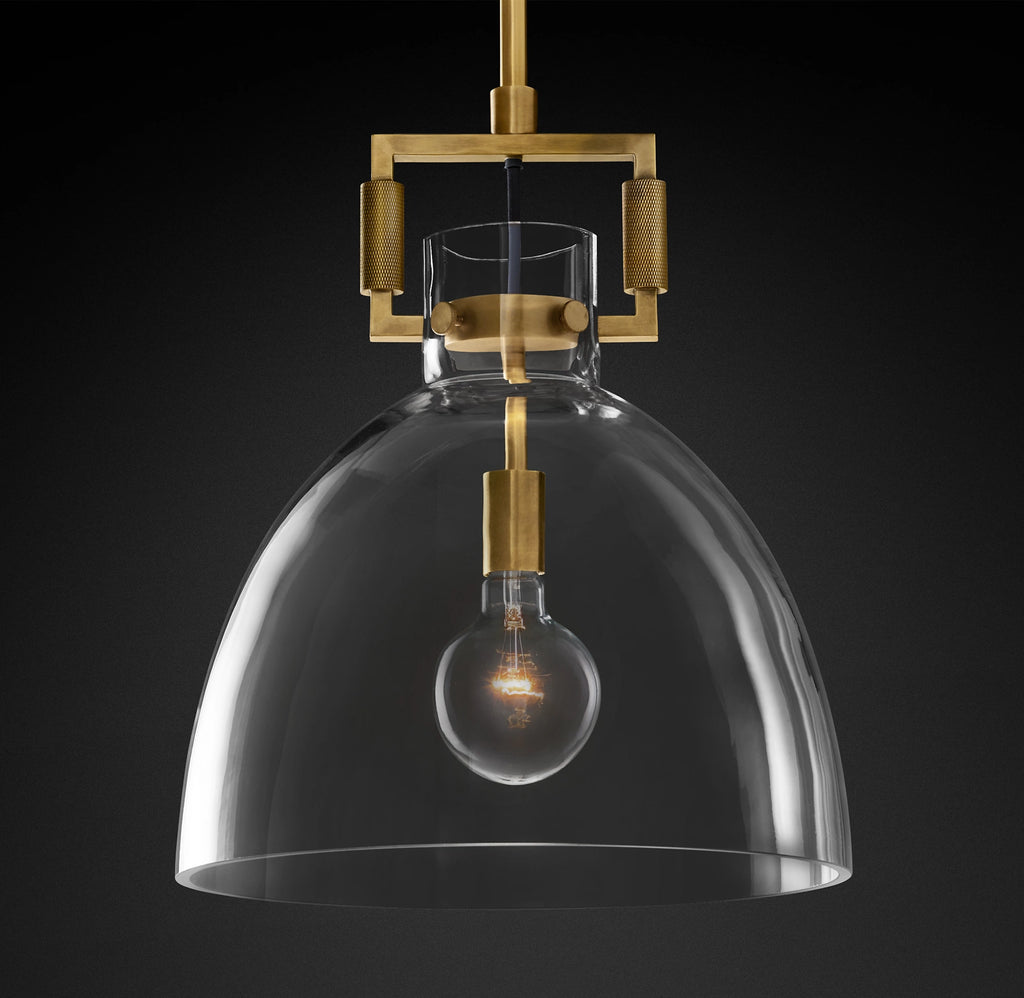 14 Inch Clear Glass Dome Pendant Light - Machinist