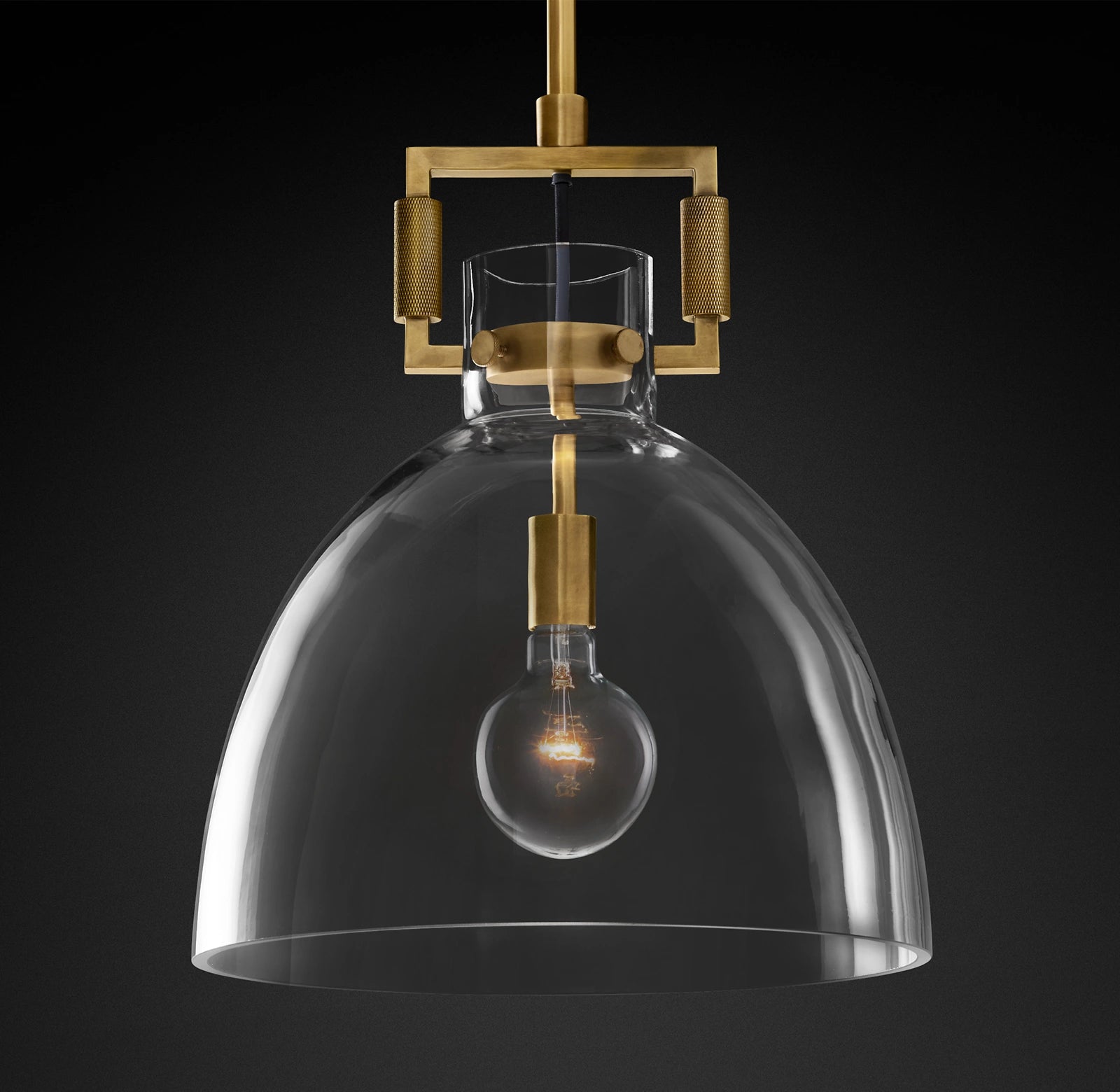 14 Inch Clear Glass Dome Pendant Light - Machinist