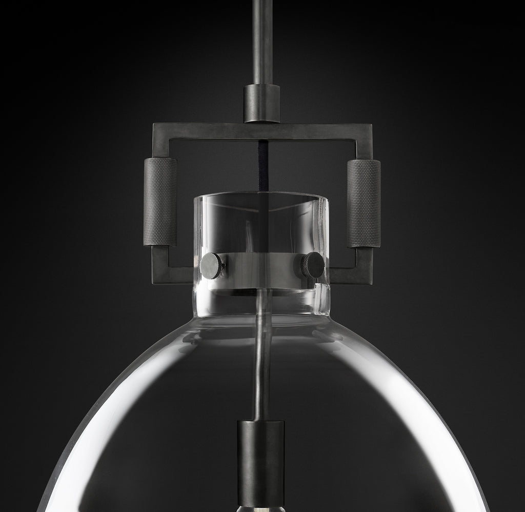 14 Inch Clear Glass Dome Pendant Light - Machinist