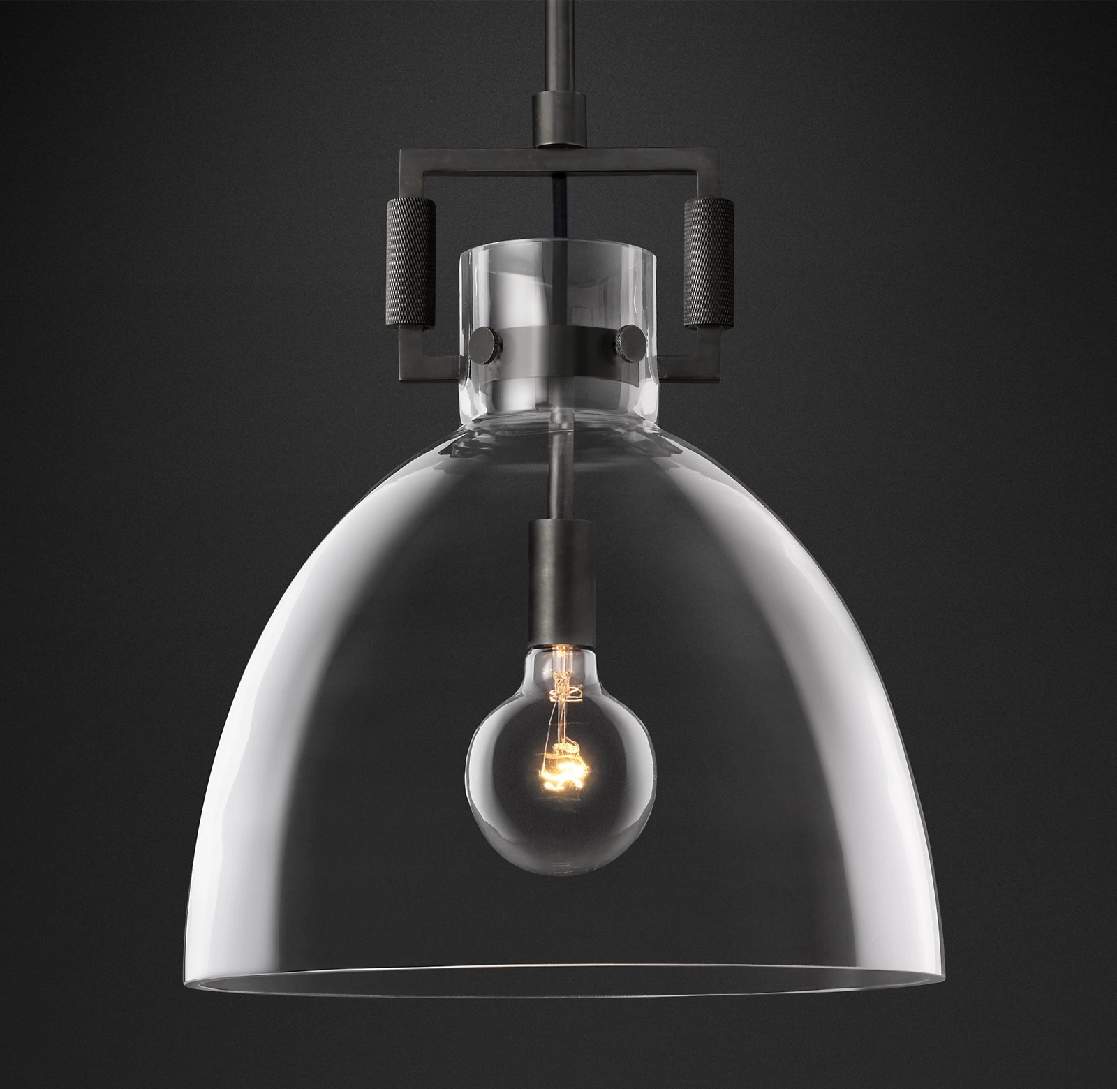 14 Inch Clear Glass Dome Pendant Light - Machinist