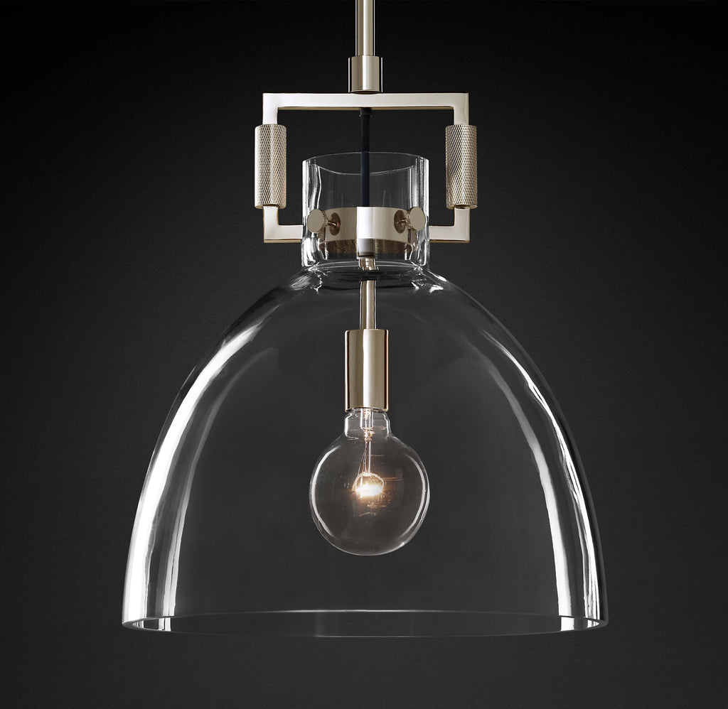 14 Inch Clear Glass Dome Pendant Light - Machinist