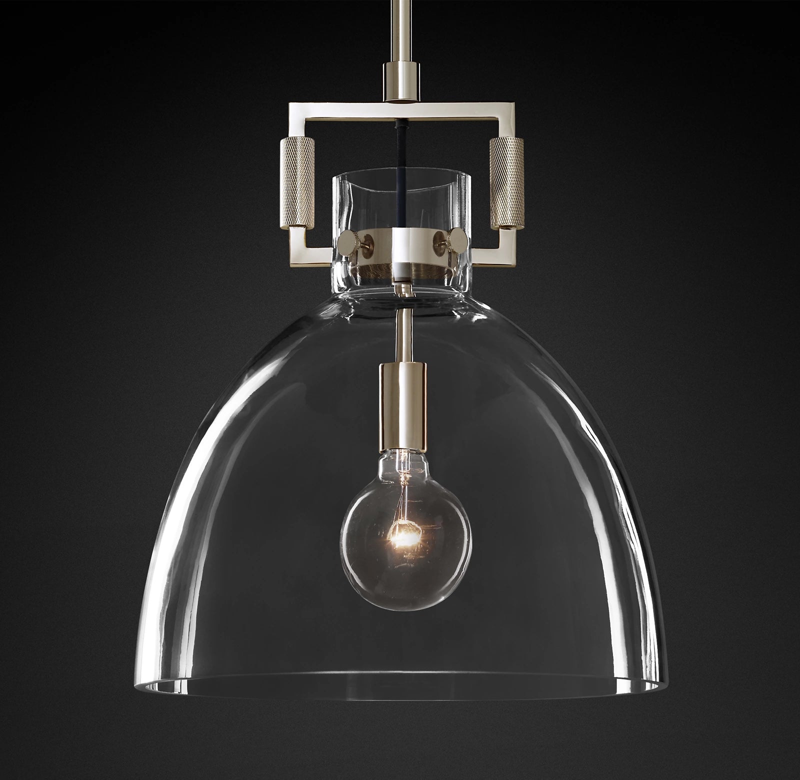 14 Inch Clear Glass Dome Pendant Light - Machinist
