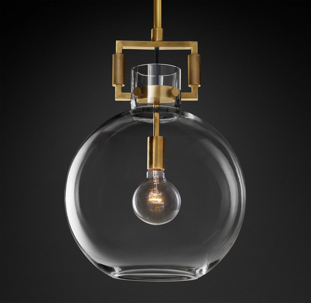 14 Inch Clear Glass Globe Pendant Light - Machinist