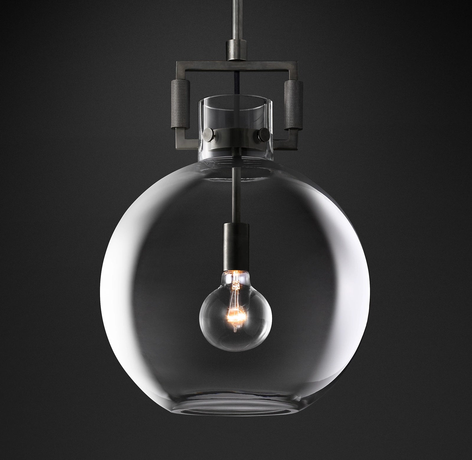 14 Inch Clear Glass Globe Pendant Light - Machinist