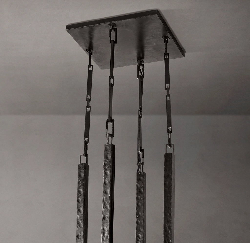 48 Inch Hammered Metal Arm Shaded Chandelier – Wright