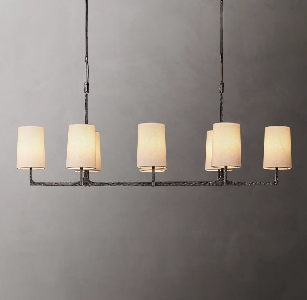 54 Inch Shaded Hammered Metal Linear Chandelier – Wright