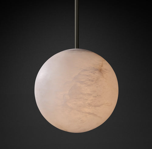 11 Inch Hand-carved Alabaster Globe Pendant Light - Celestial