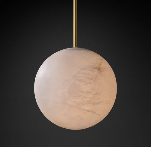 11 Inch Hand-carved Alabaster Globe Pendant Light - Celestial