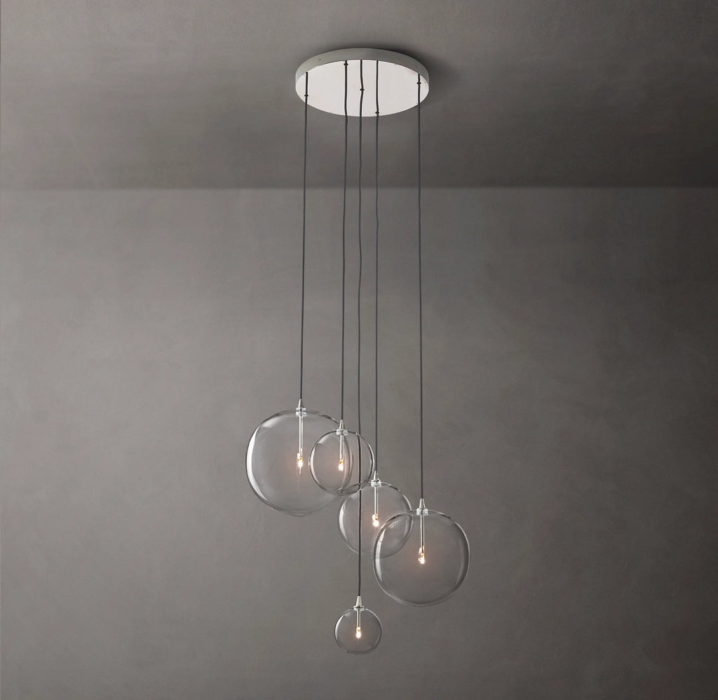 28 Inch Blown Glass Globe Cluster Chandelier - Mobile