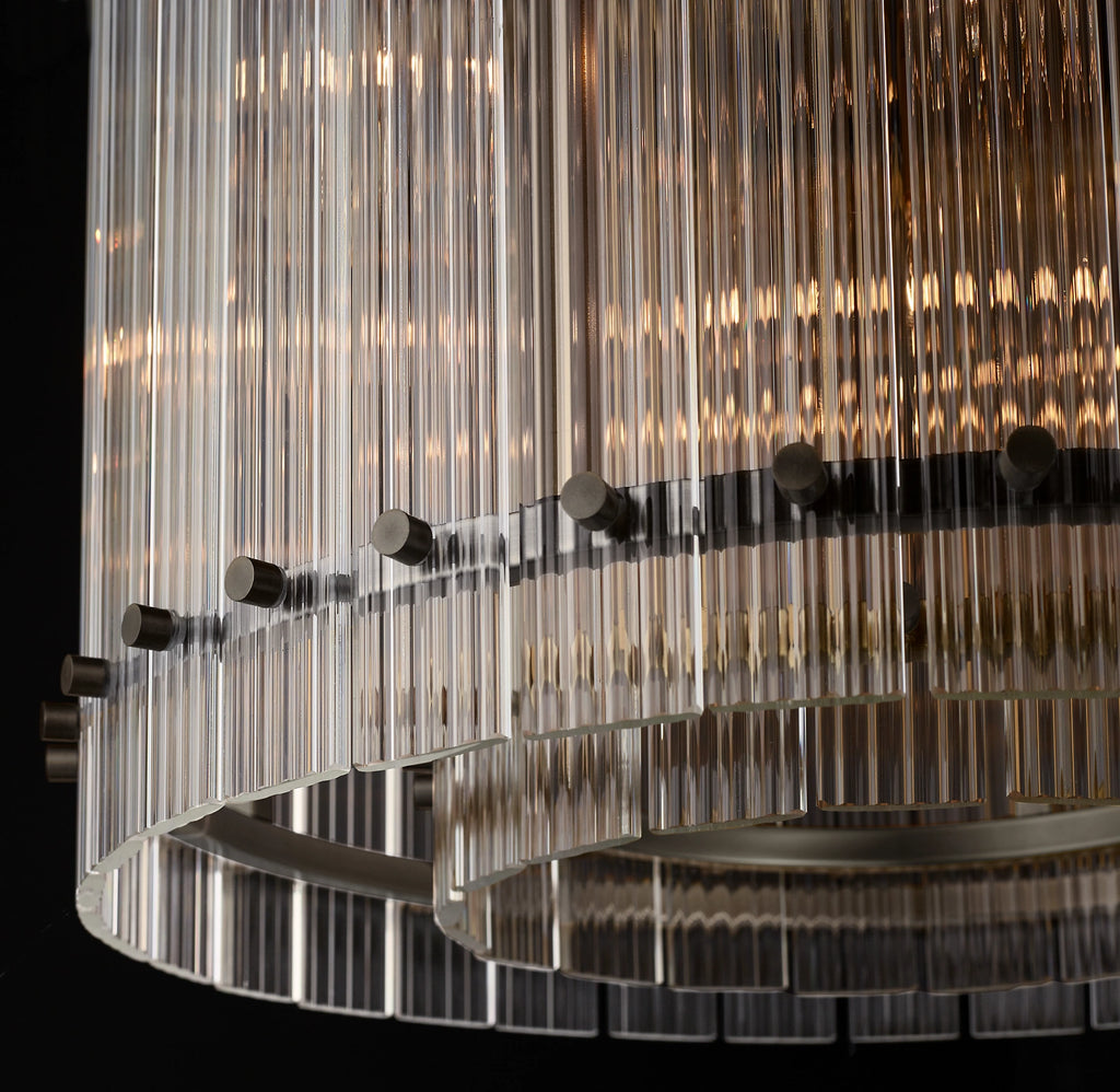 37 Inch Ribbed Glass Round Chandelier - San Marco