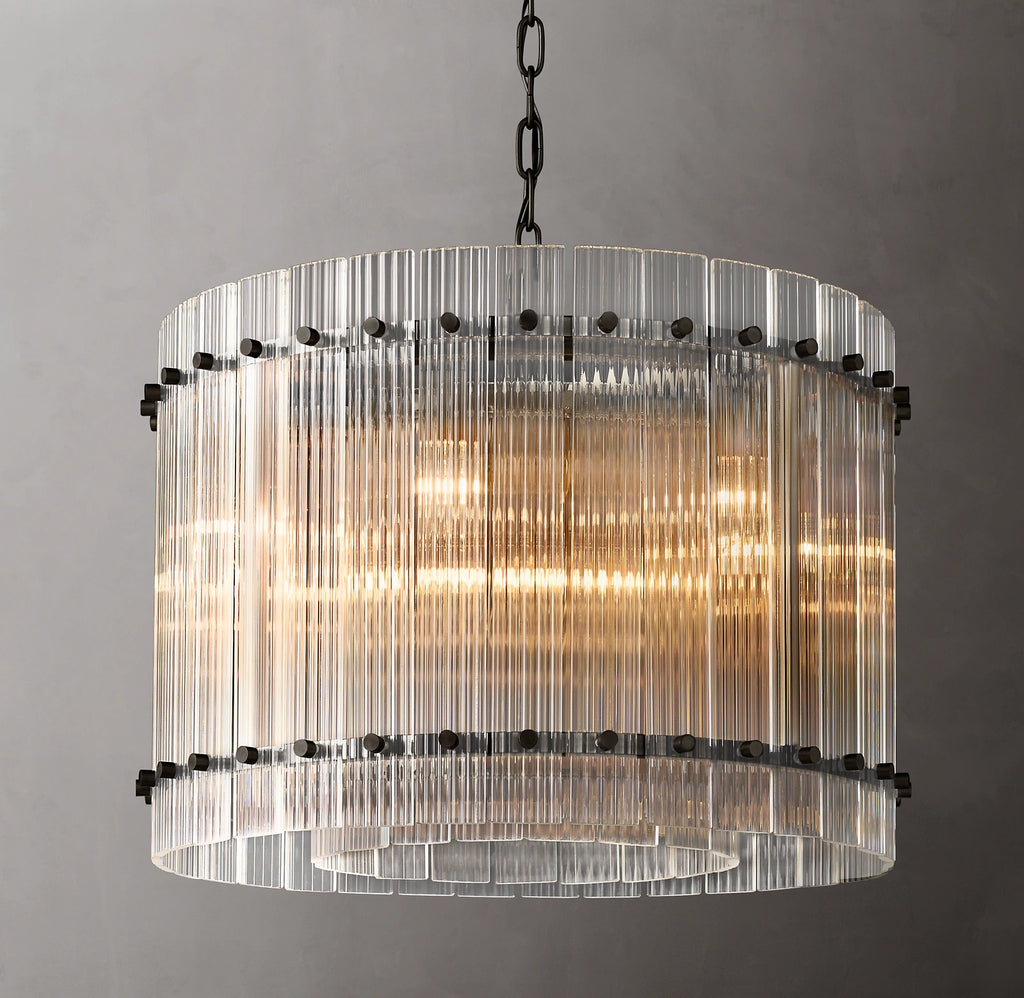 22 Inch Ribbed Glass Round Chandelier - San Marco