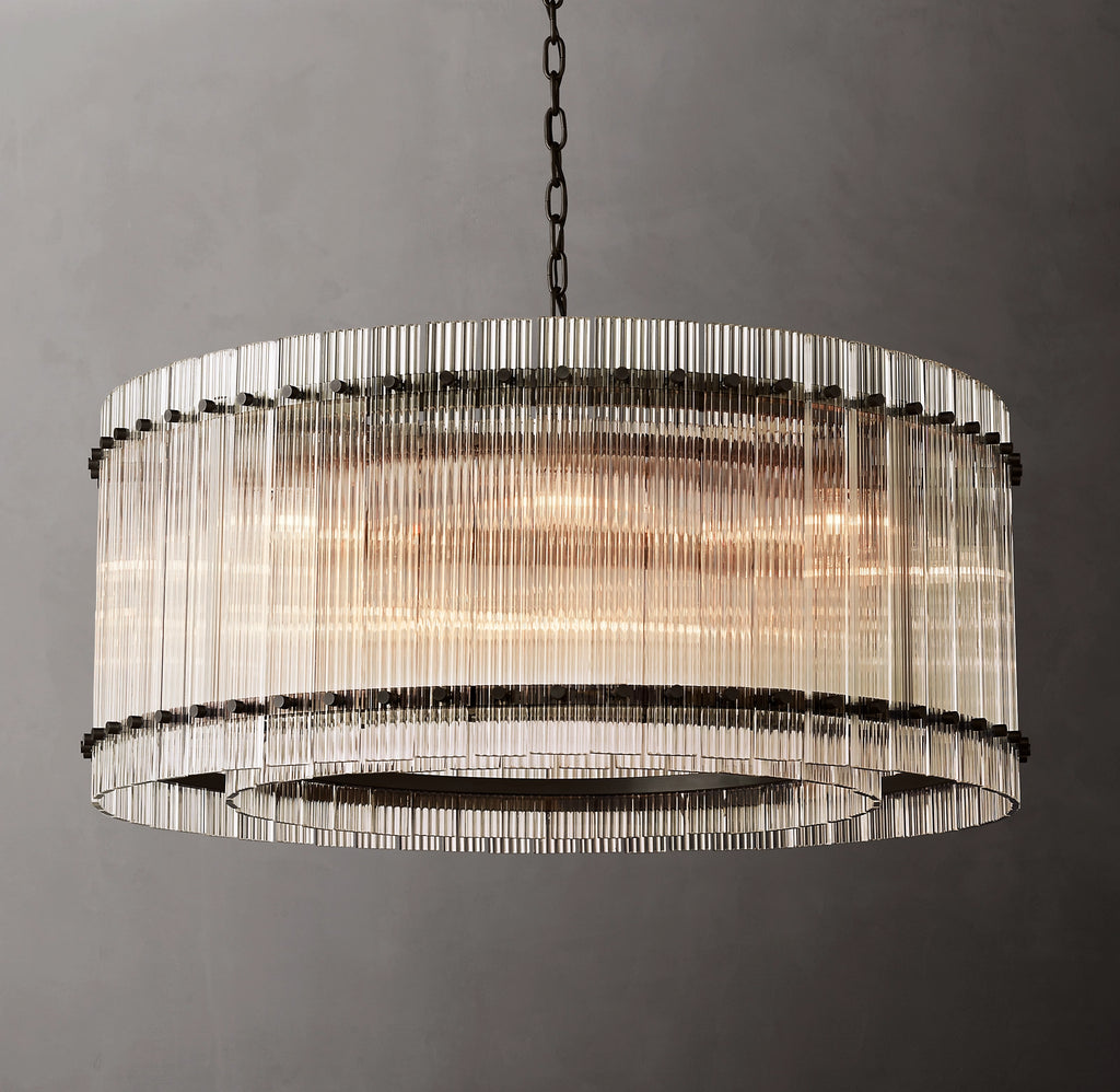37 Inch Ribbed Glass Round Chandelier - San Marco
