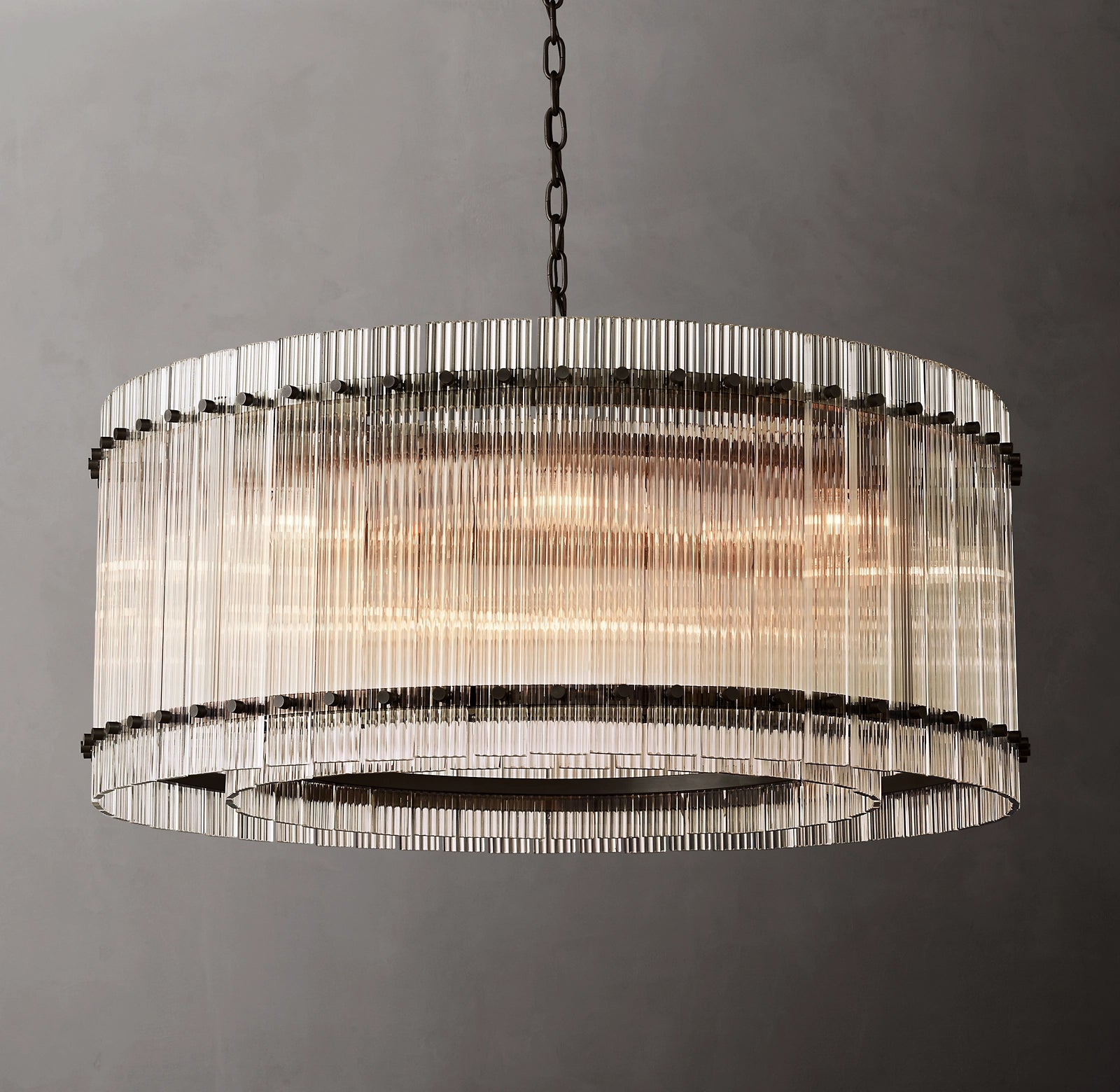 37 Inch Ribbed Glass Round Chandelier - San Marco