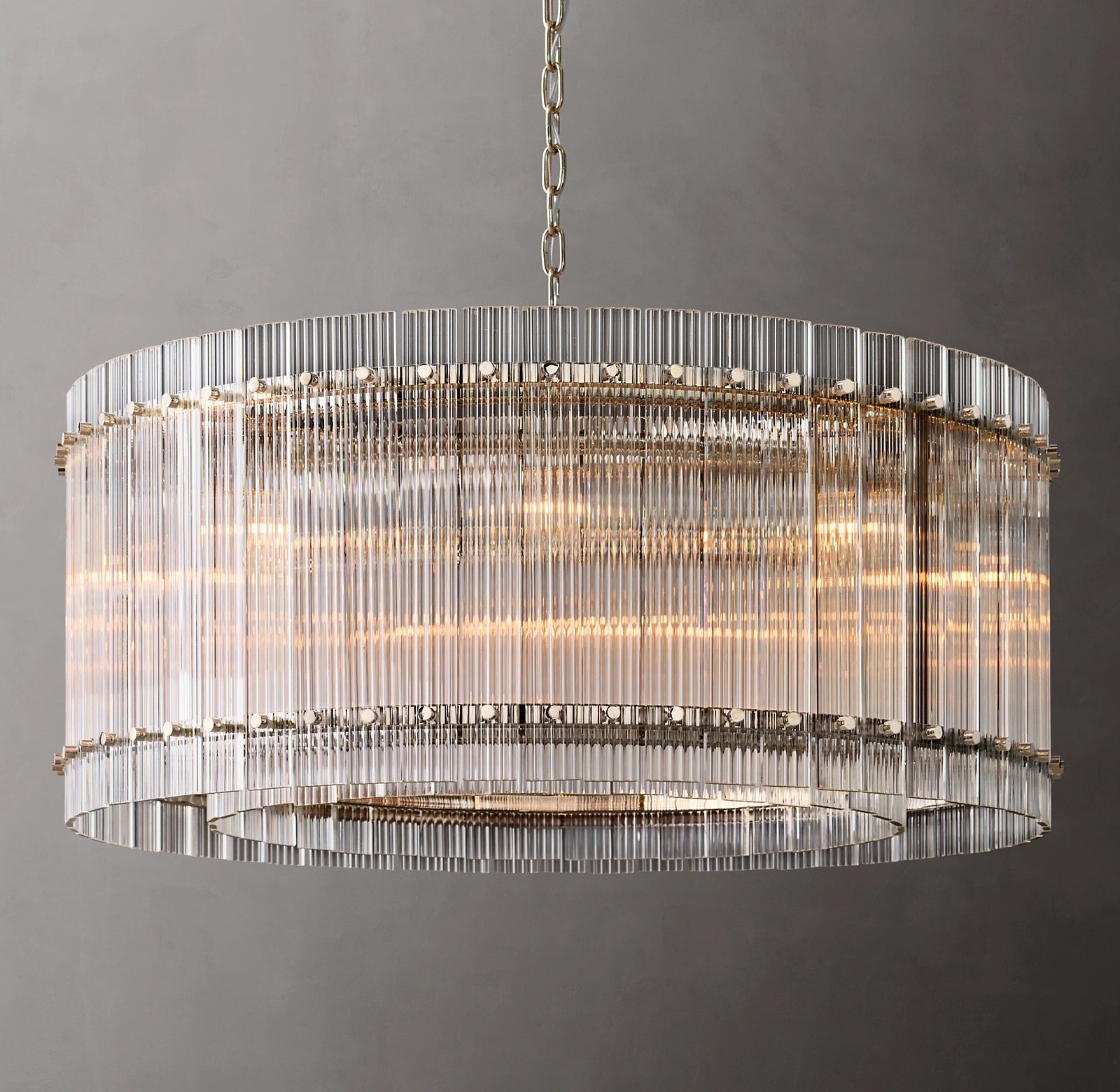 37 Inch Ribbed Glass Round Chandelier - San Marco
