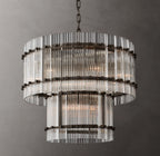 22 Inch Ribbed Glass Two-Tier Chandelier - San Marco